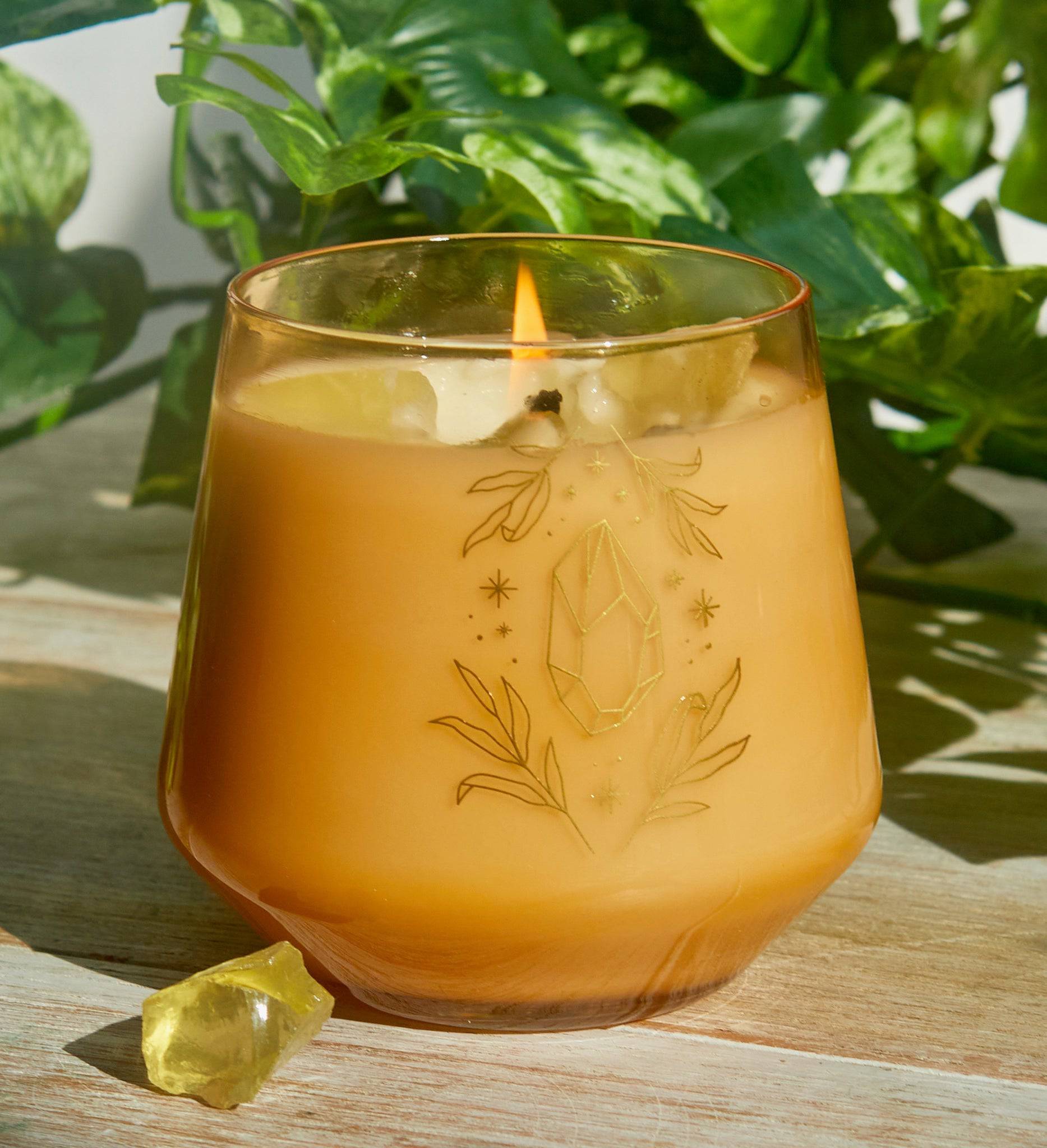 Citrine Crystal Healing Scented Glass Candle - Olleke Wizarding Shop Amsterdam Brugge London