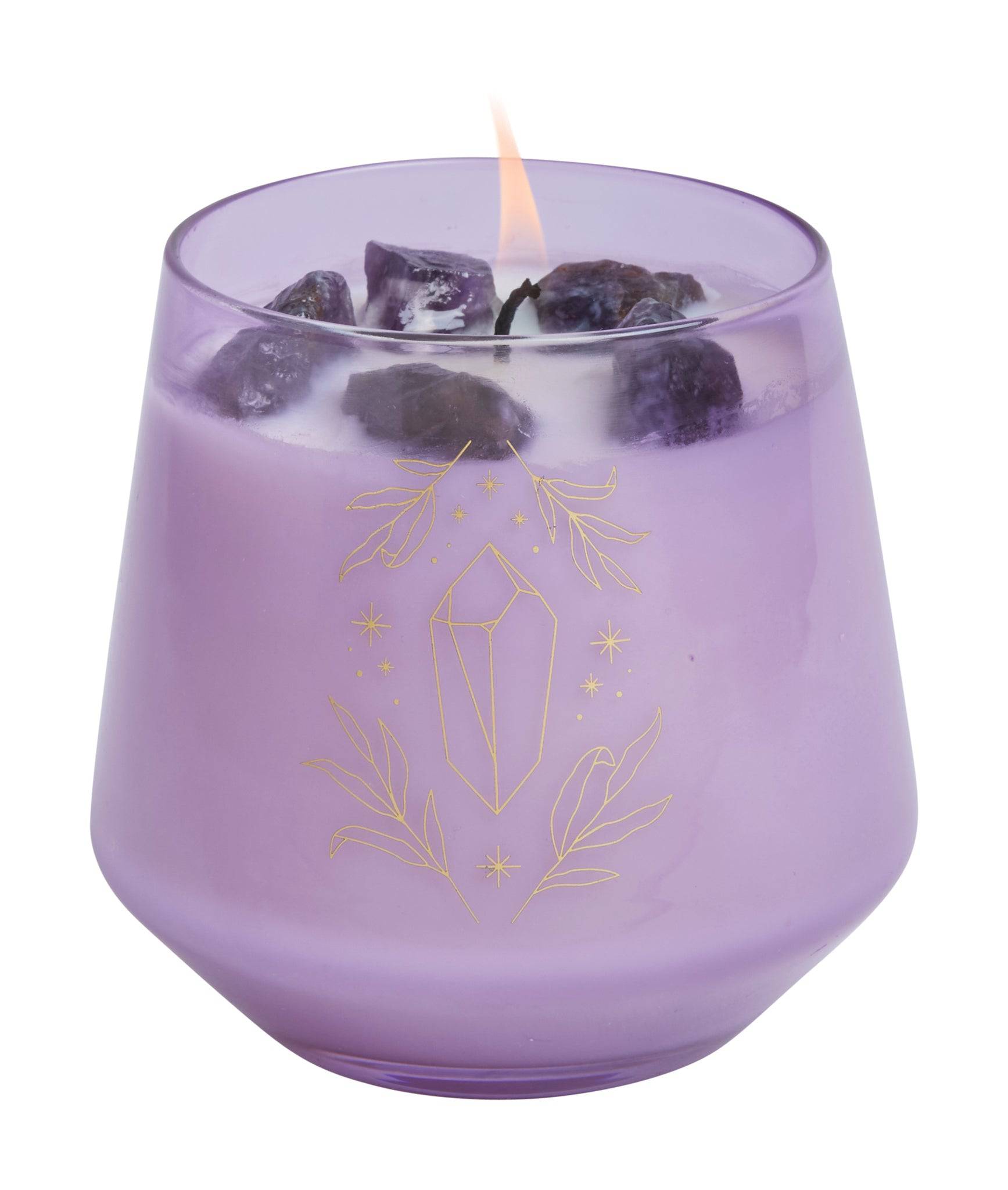 Amethyst Crystal Healing Scented Glass Candle - Olleke Wizarding Shop Amsterdam Brugge London