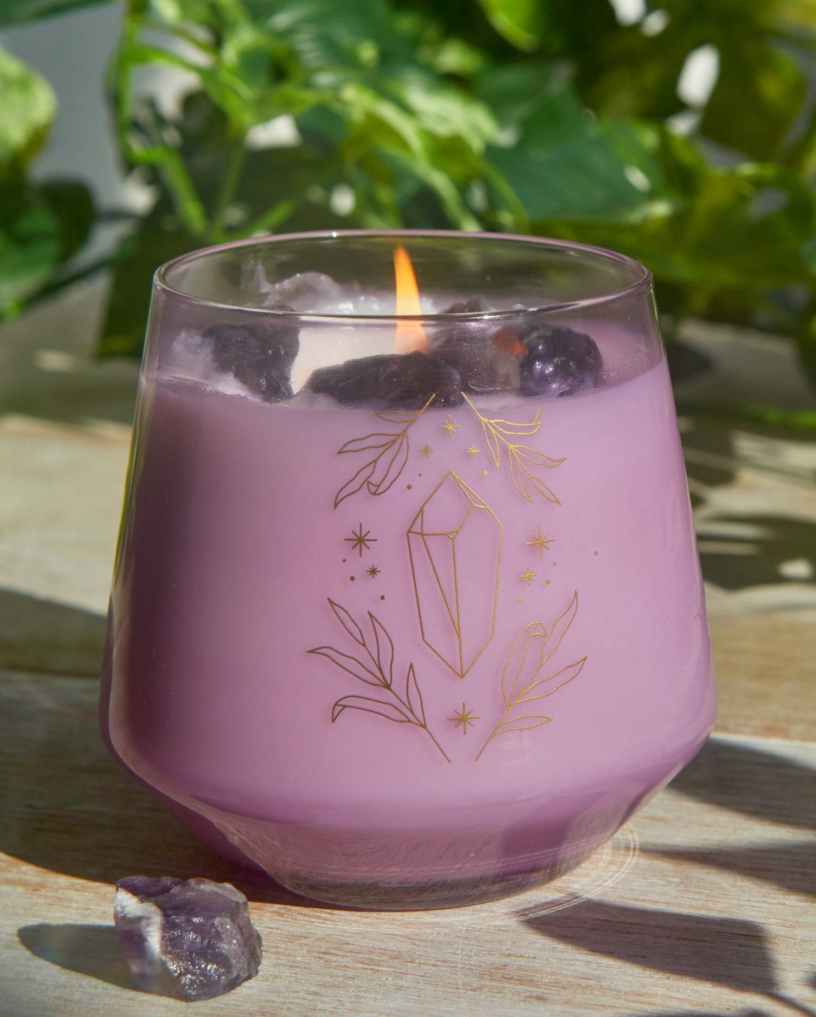 Amethyst Crystal Healing Scented Glass Candle - Olleke Wizarding Shop Amsterdam Brugge London