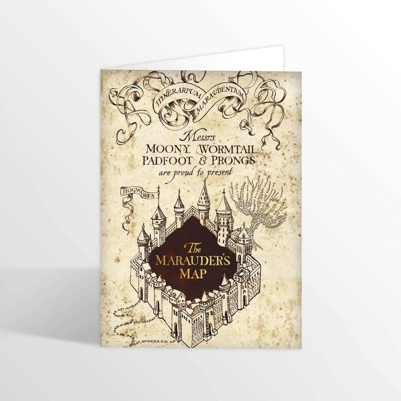 Marauder's Map Foiled Notecard - Olleke Wizarding Shop Amsterdam Brugge London