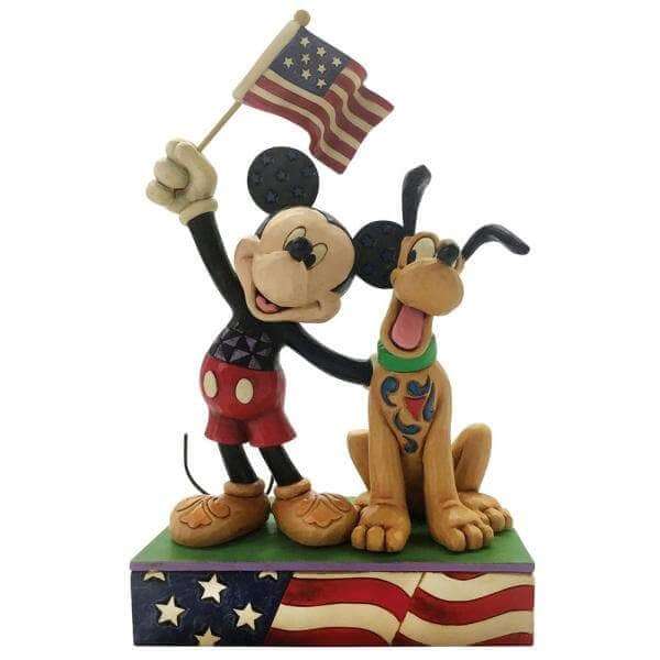 Mickey and Pluto Patriotic Figurine (A Banner Day) - Olleke Wizarding Shop Amsterdam Brugge London