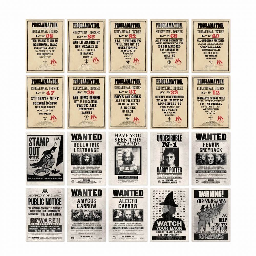 Ministry Proclamations and Wanted Posters Postcards - Olleke Wizarding Shop Amsterdam Brugge London