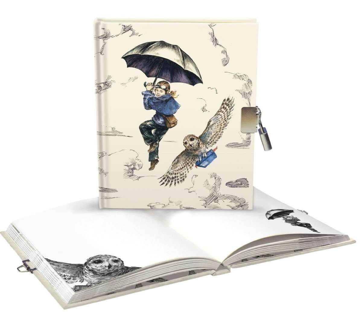 Mondoodle Lockable Notebook Girl and owl - Olleke Wizarding Shop Amsterdam Brugge London