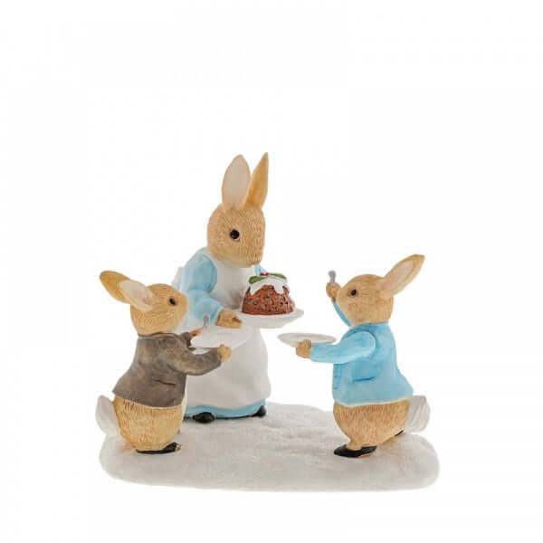 Mrs. Rabbit with a Christmas Pudding Figurine - Olleke Wizarding Shop Amsterdam Brugge London