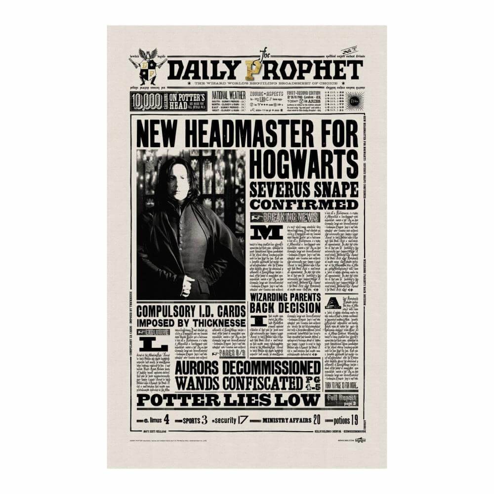 New Headmaster for Hogwarts Tea Towel - Olleke Wizarding Shop Amsterdam Brugge London