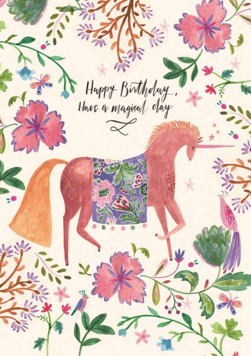 Over the Rainbow Greeting Card Happy Birthday (Unicorn) - Olleke Wizarding Shop Amsterdam Brugge London