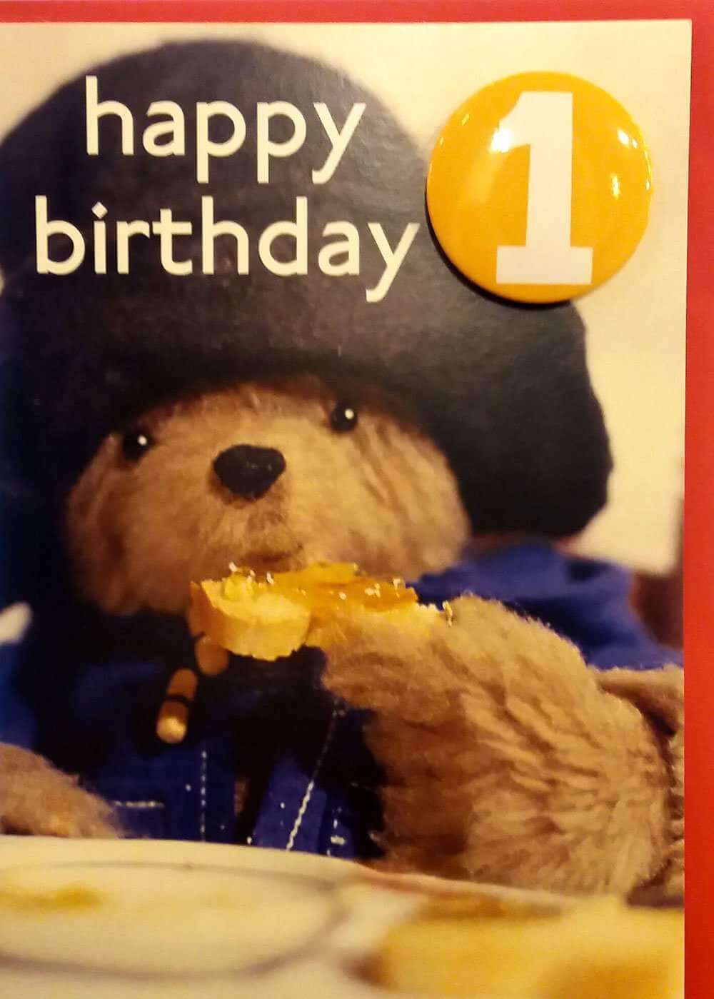 Paddington Bear Badge Card Happy Birthday 1 - Olleke Wizarding Shop Amsterdam Brugge London