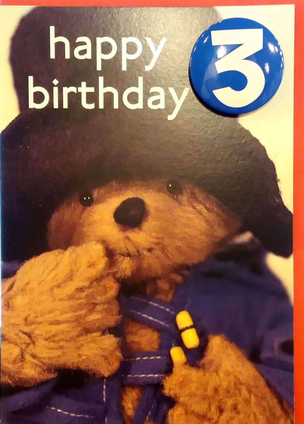 Paddington Bear Badge Card Happy Birthday 3 - Olleke Wizarding Shop Amsterdam Brugge London