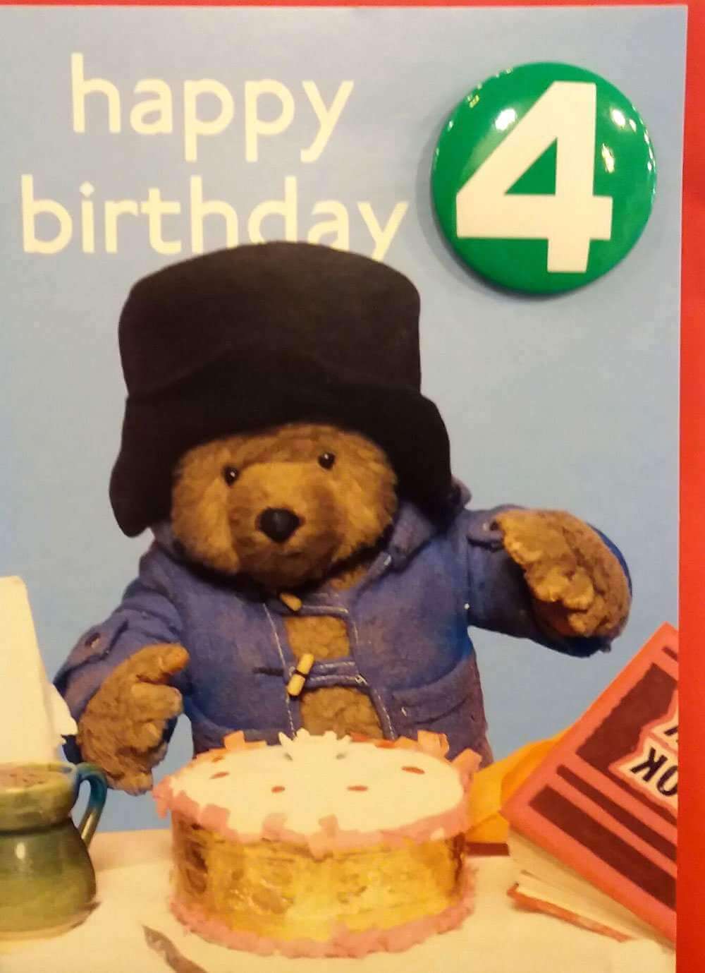 Paddington Bear Badge Card Happy Birthday 4 - Olleke Wizarding Shop Amsterdam Brugge London