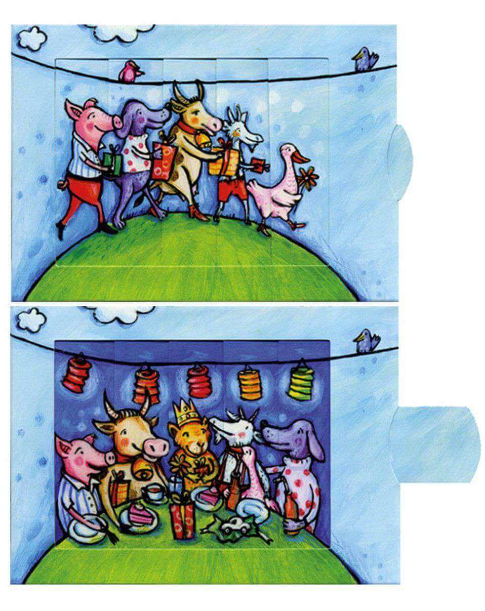 Party slide card - Olleke Wizarding Shop Amsterdam Brugge London
