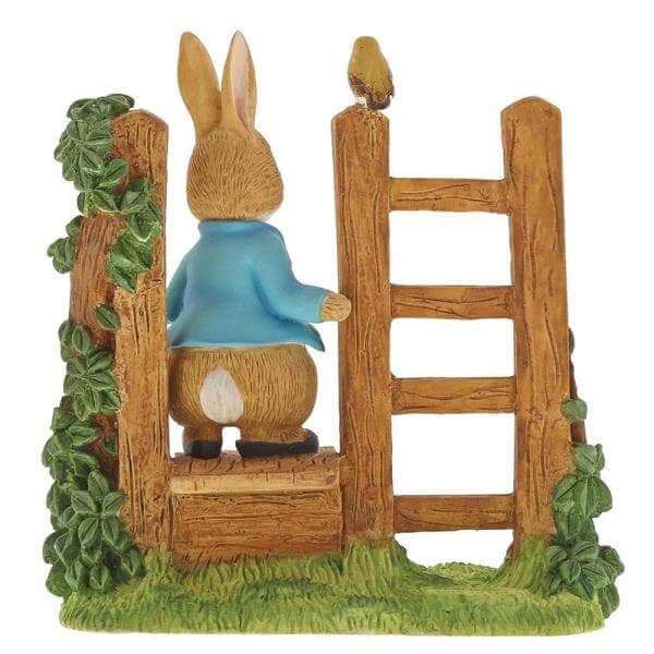 Peter Rabbit on Wooden Stile Figurine - Olleke Wizarding Shop Amsterdam Brugge London