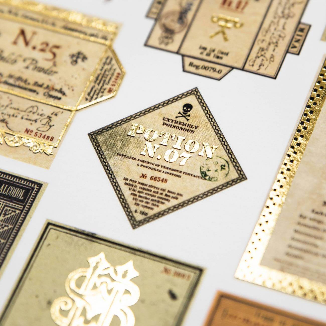 Professor Slughorn's Potion Labels Foiled Notecard - Olleke Wizarding Shop Amsterdam Brugge London