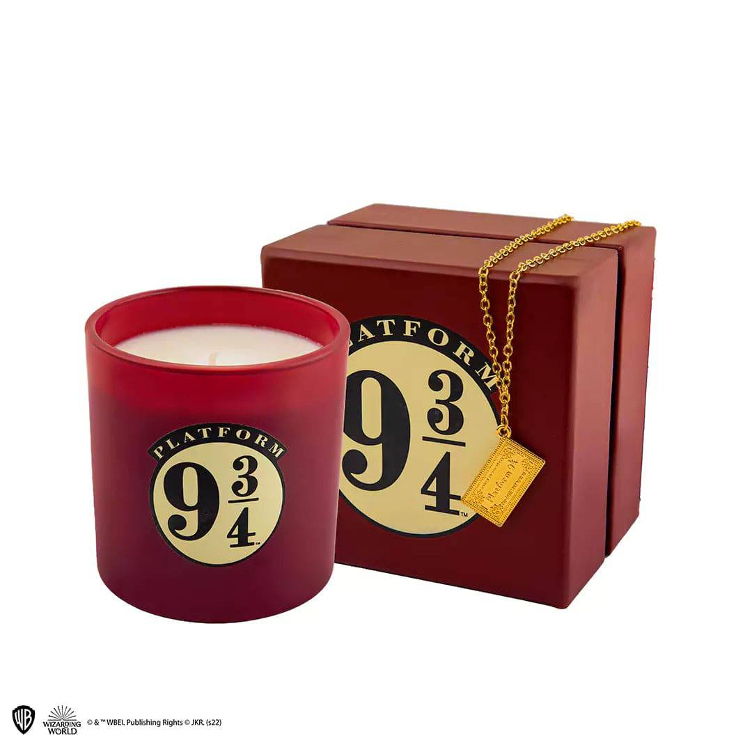 Harry Potter Platform 9 3/4 candle with Hogwarts Express ticket necklace - Olleke Wizarding Shop Amsterdam Brugge London