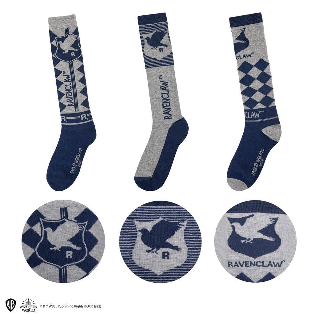 Harry Potter Set of 3 Ravenclaw High Socks - Olleke Wizarding Shop Amsterdam Brugge London