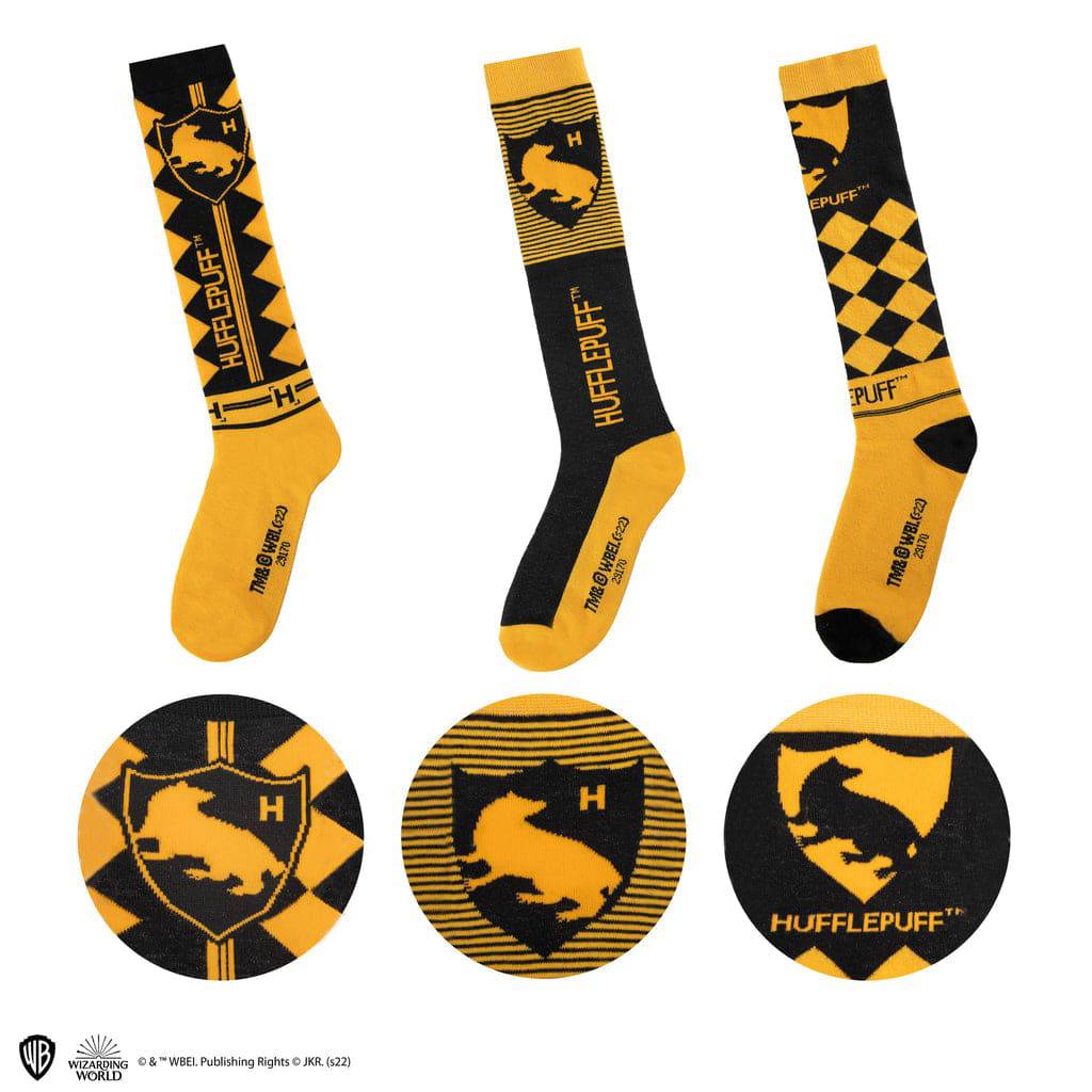 Harry Potter Set of 3 Hufflepuff High Socks - Olleke Wizarding Shop Amsterdam Brugge London