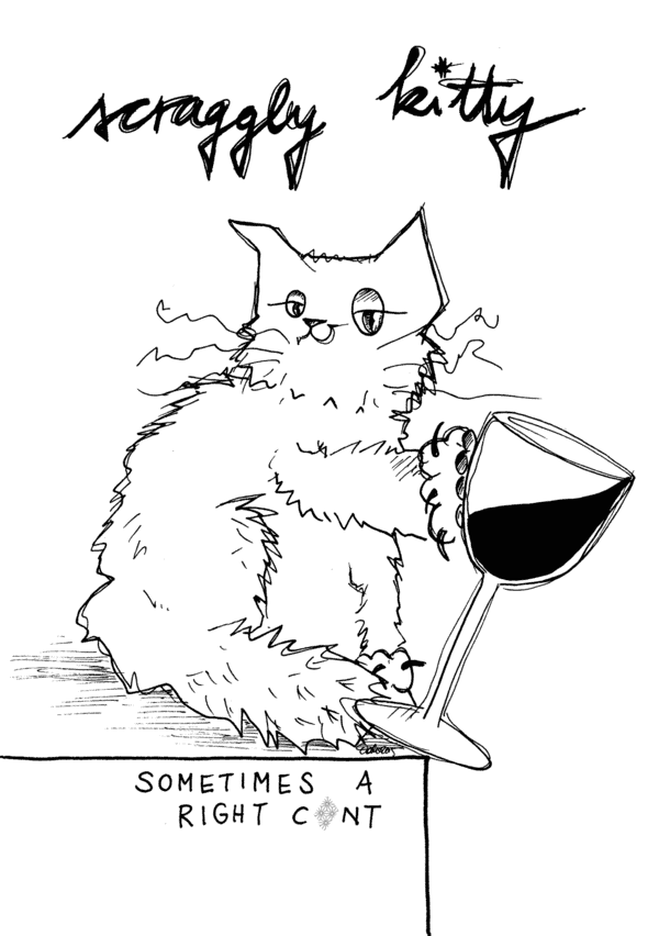 Scraggly Kitty Sometimes A Right... Greeting Card - Olleke Wizarding Shop Amsterdam Brugge London