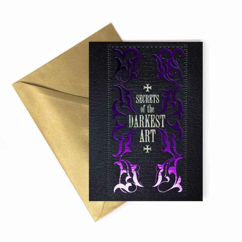 Secrets of the Darkest Art Foiled Notecard - Olleke Wizarding Shop Amsterdam Brugge London