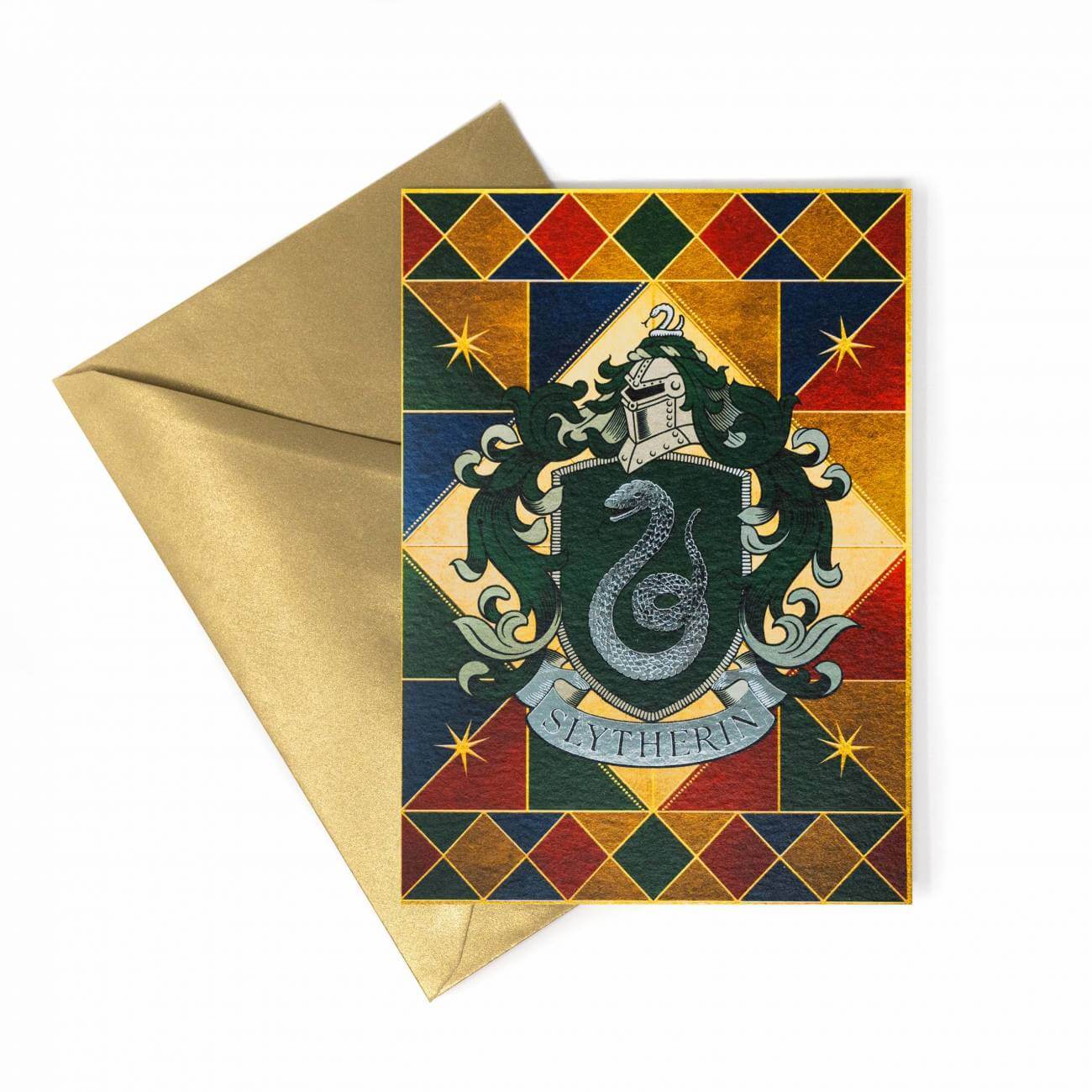 Slytherin Crest Foiled Notecard - Olleke Wizarding Shop Amsterdam Brugge London