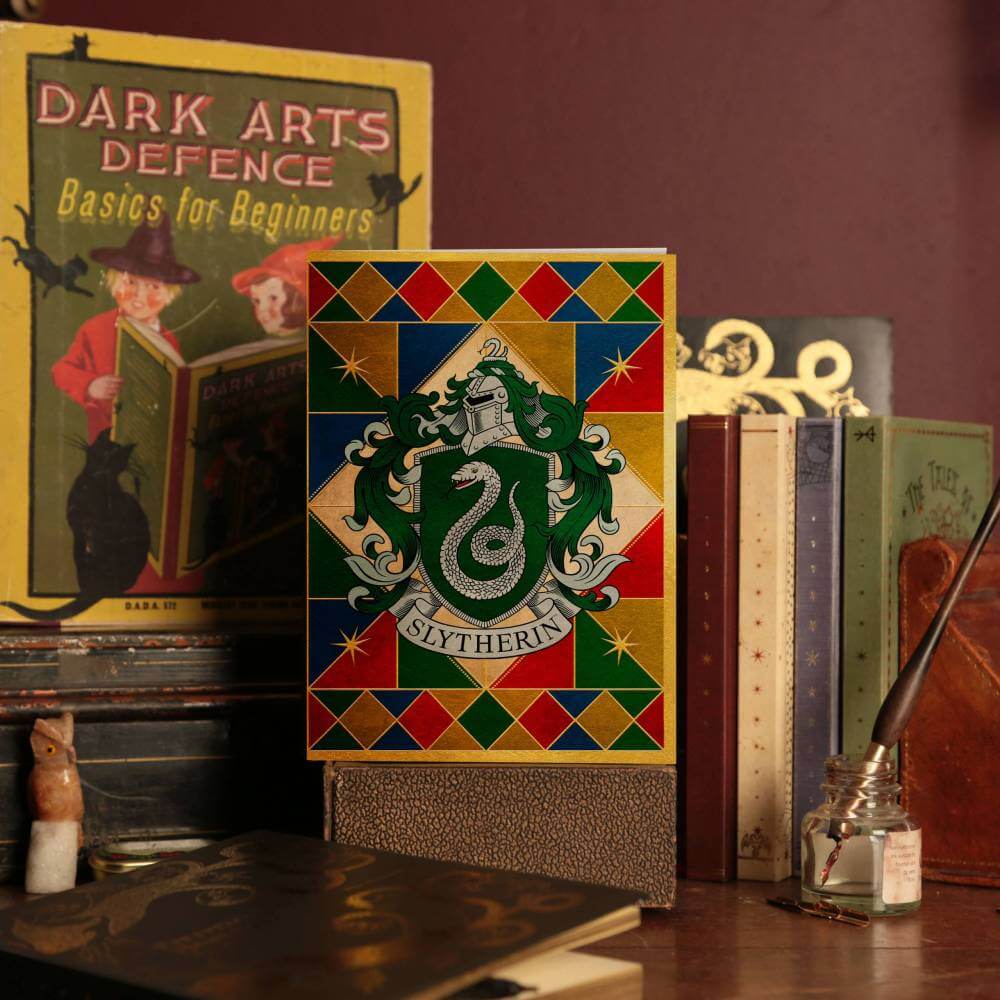 Slytherin Crest Foiled Notecard - Olleke Wizarding Shop Amsterdam Brugge London