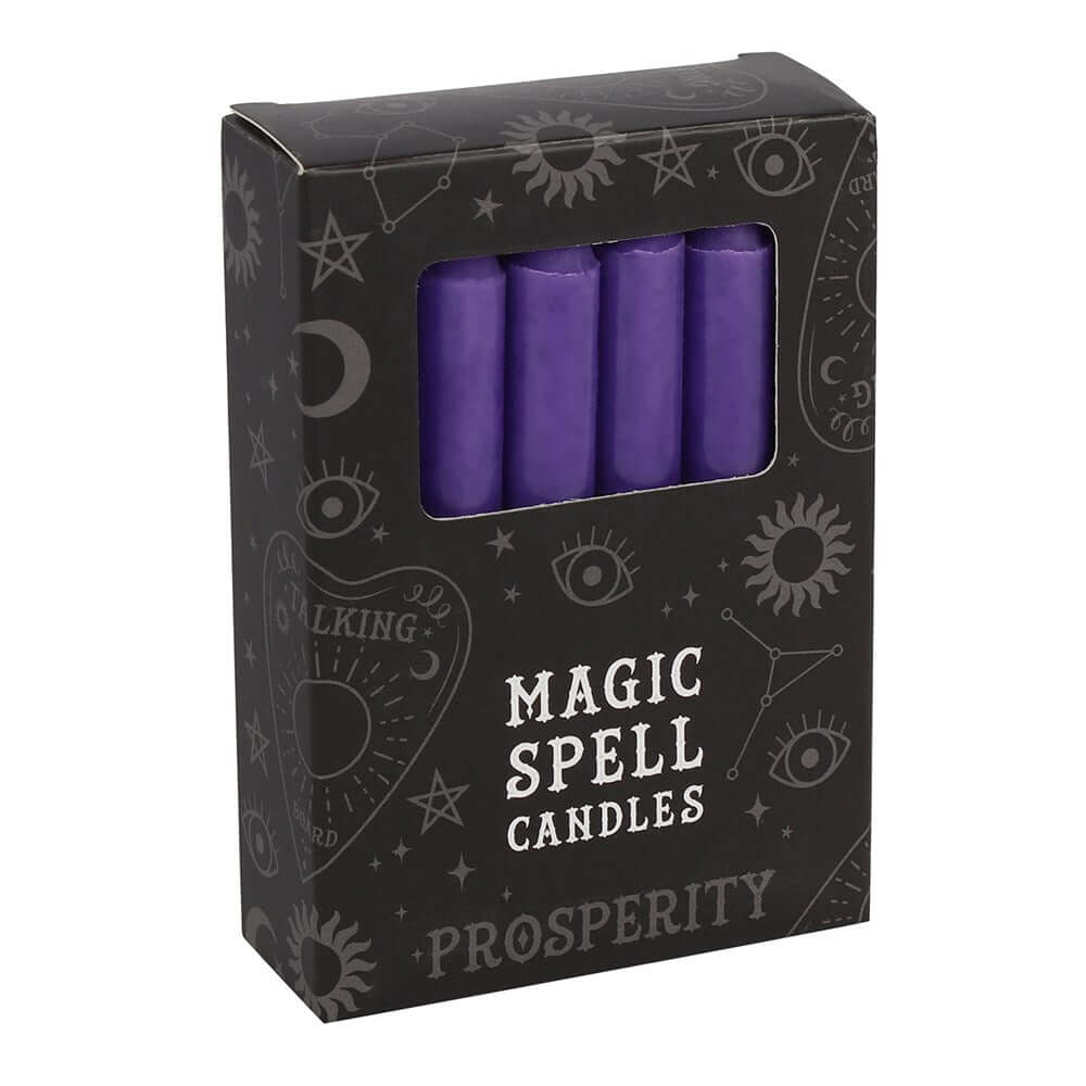 Spell Candles Pack of 12 Purple - Prosperity - Olleke Wizarding Shop Amsterdam Brugge London