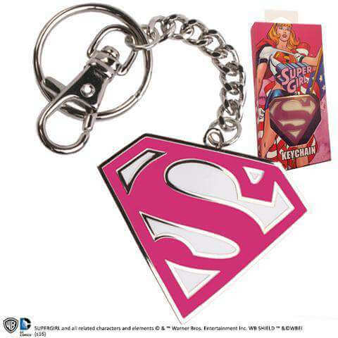 Supergirl Pink Logo Keychain - Olleke Wizarding Shop Amsterdam Brugge London