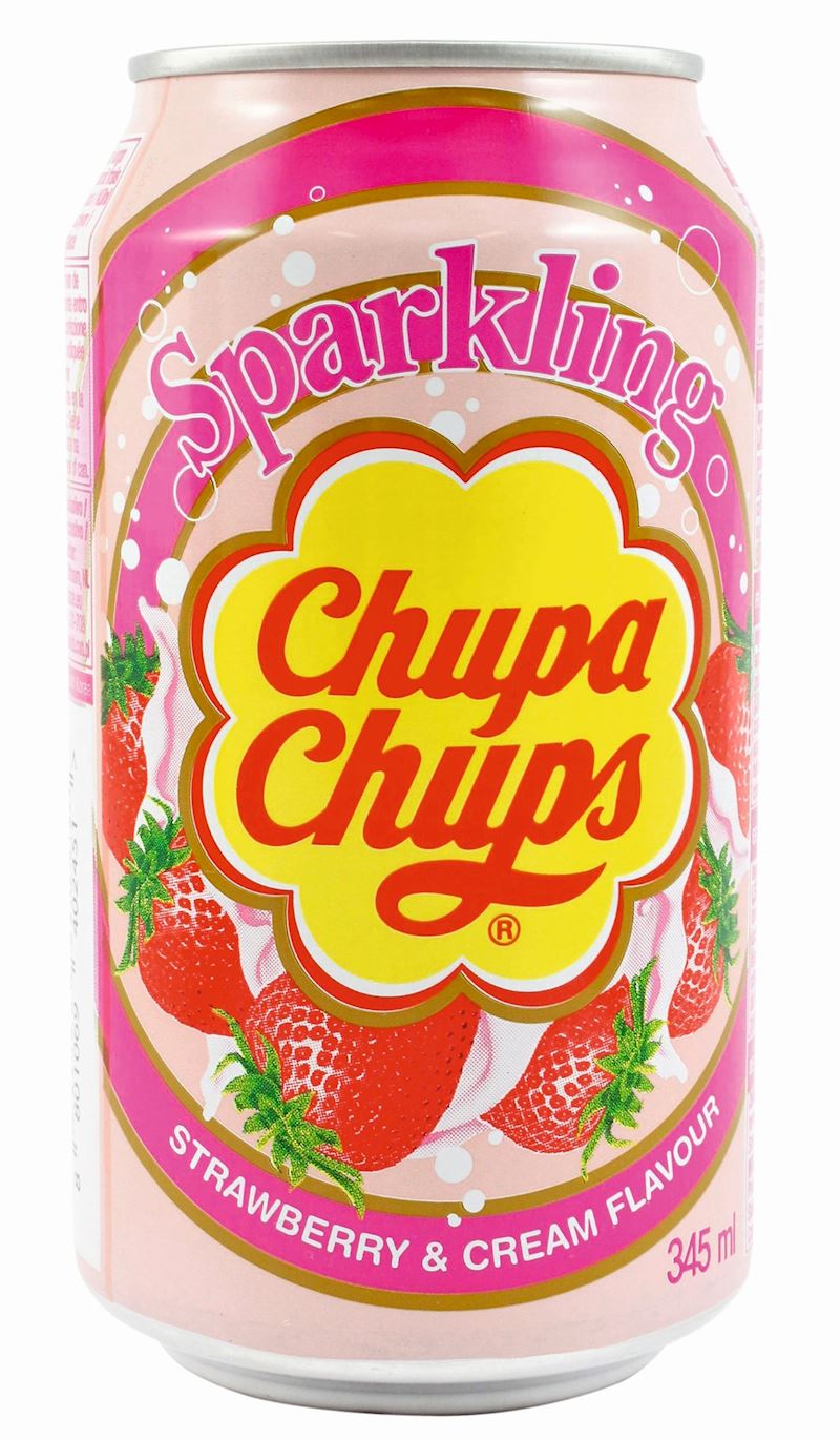 Chupa Chups Strawberry & Cream Flavour Can