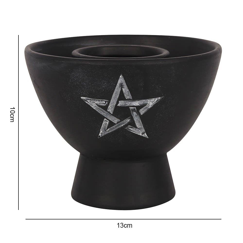 Zwarte Pentagram Terracotta Smudge Bowl