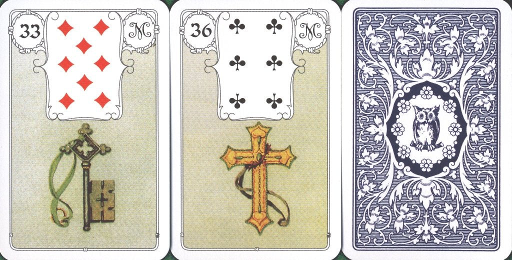 Mlle Lenormand Blue Owl (with symbols), English Edition - Olleke Wizarding Shop Amsterdam