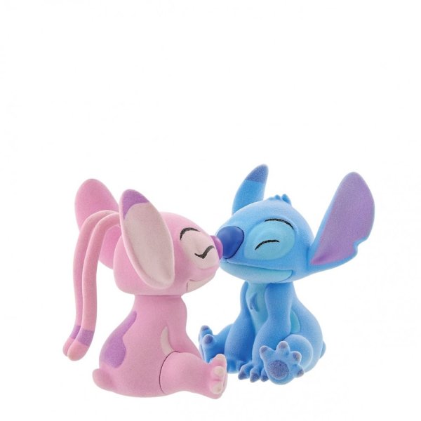 Flocked Kissing Stitch and Angel Figurines