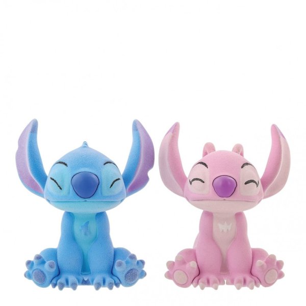 Flocked Kissing Stitch and Angel Figurines