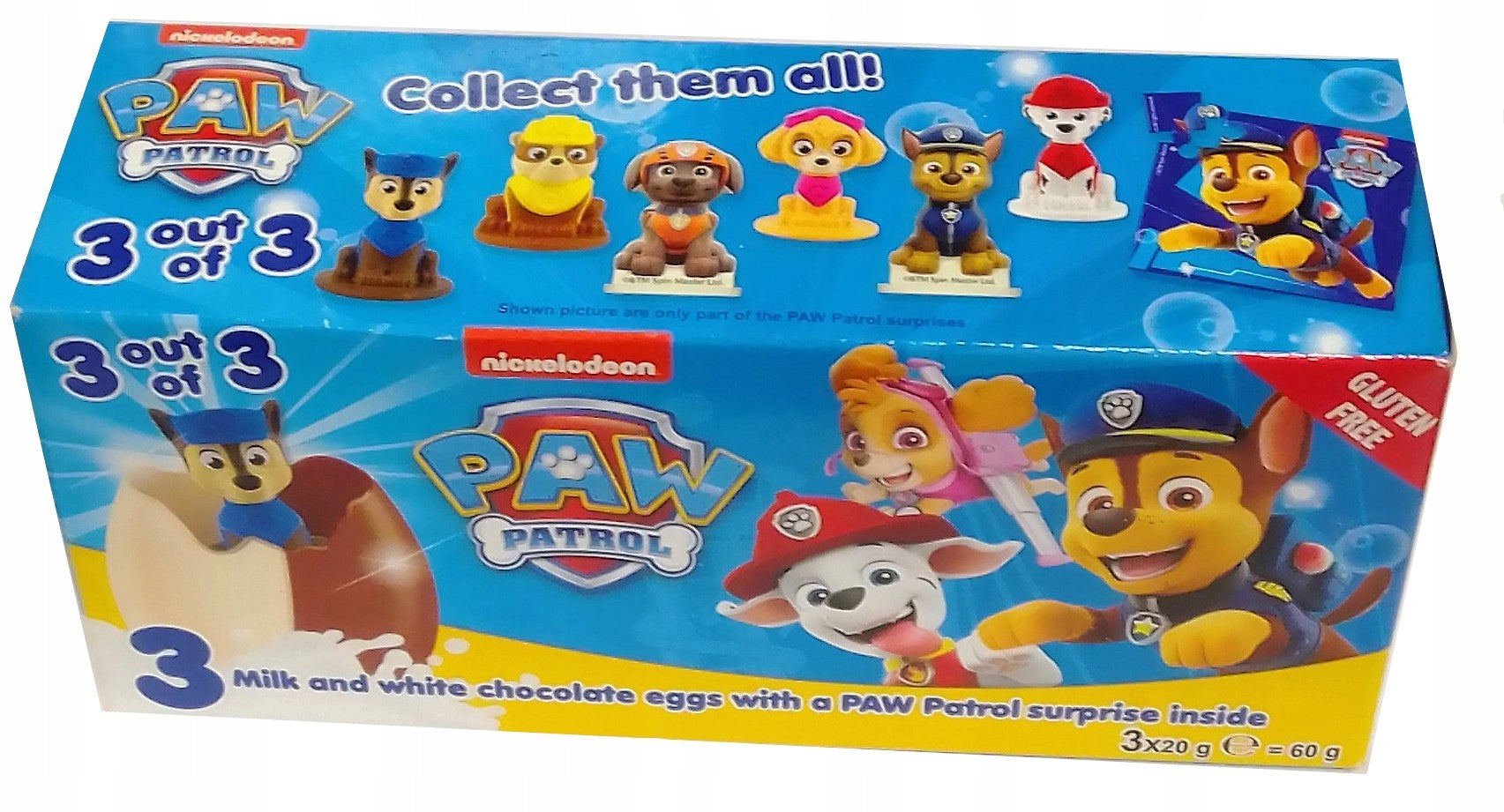 Paw Patrol 3 œufs en chocolat au lait et blanc