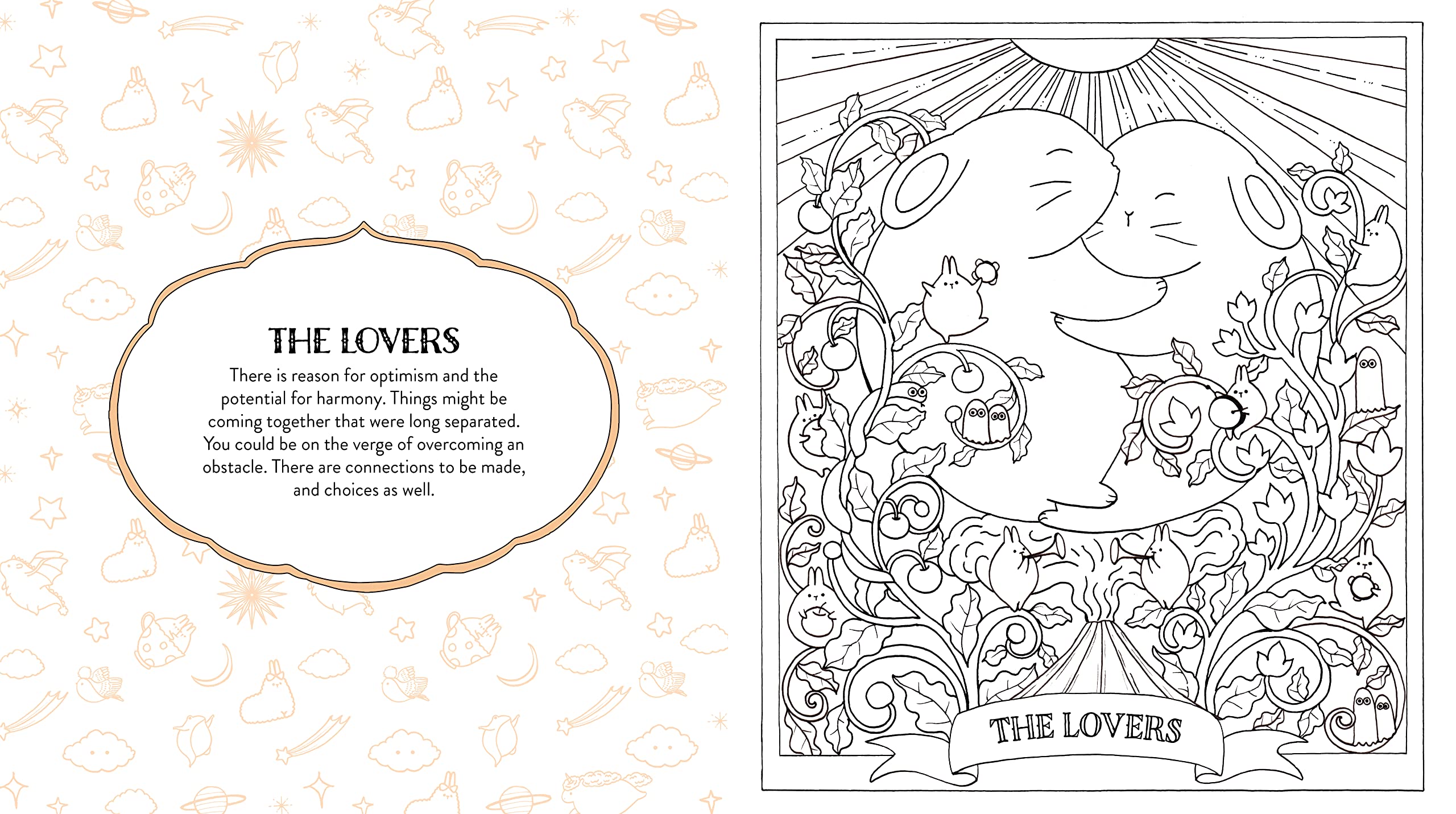 Livre de coloriage de tarot kawaii