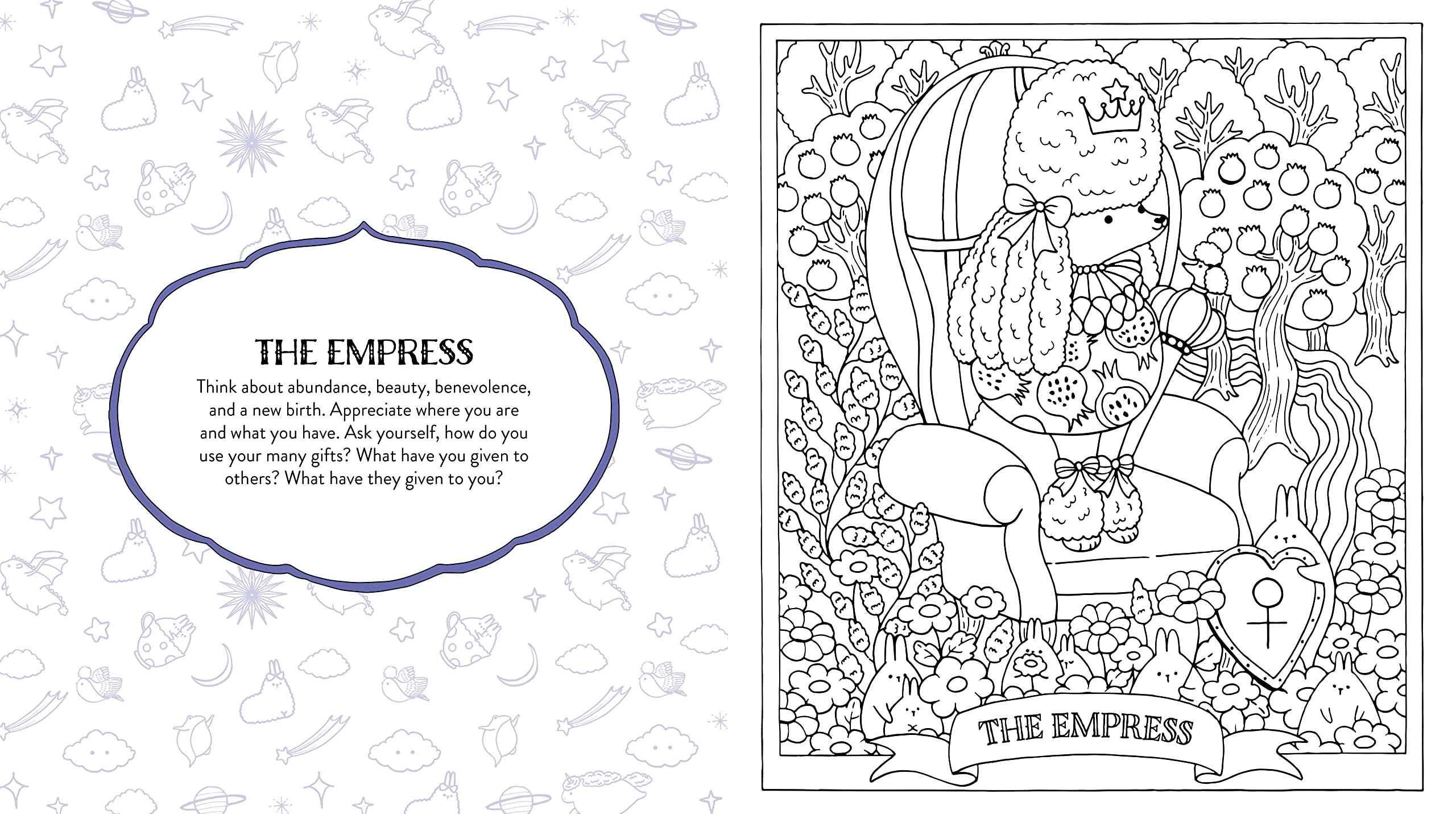 Livre de coloriage de tarot kawaii