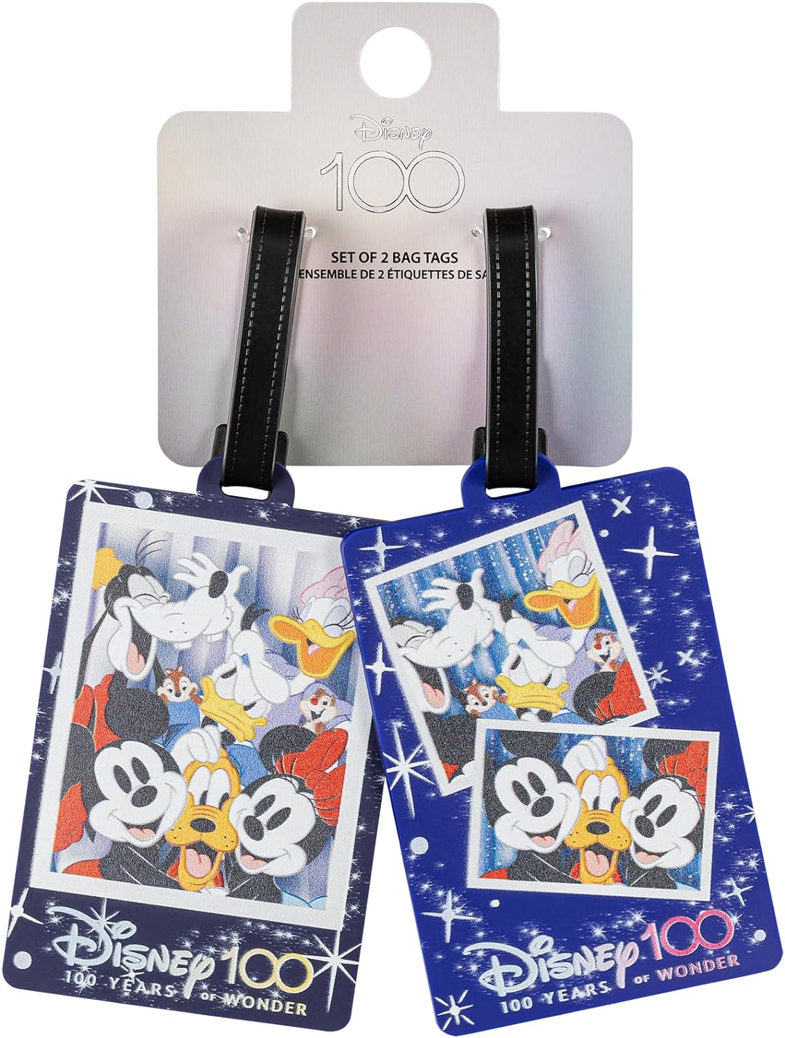 Lot de 2 étiquettes de bagage Disney Mickey Mouse et ses amis