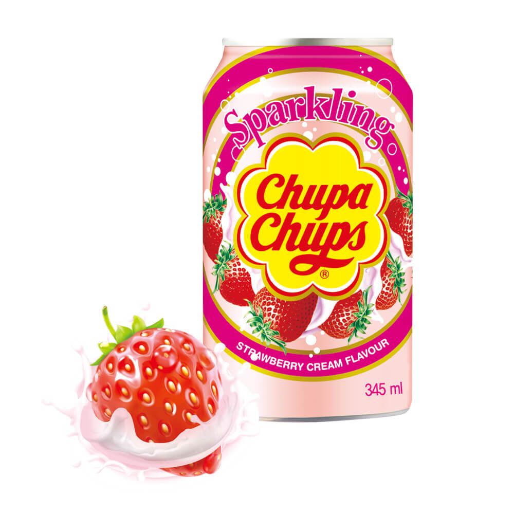 Chupa Chups Strawberry & Cream Flavour Can