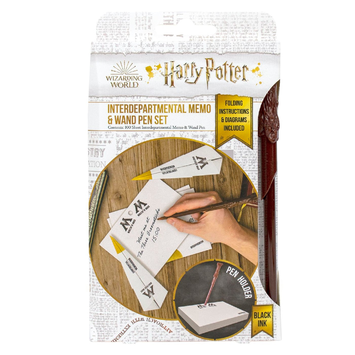 Coffret de mémos interdépartementaux et stylo baguette Harry Potter