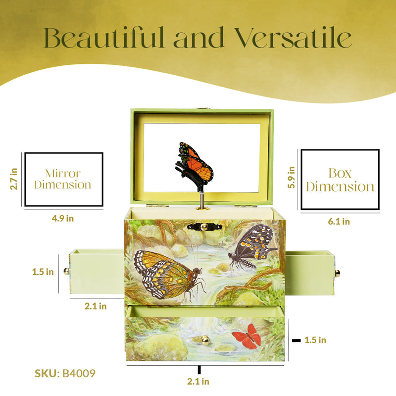 Monarch Butterfly Musical Jewelry Box