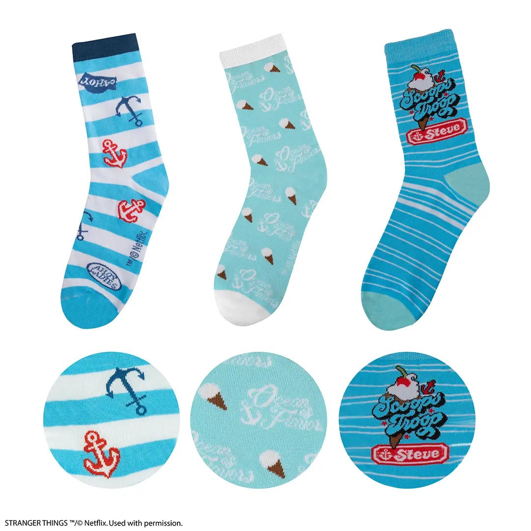 Stranger Things Set of 3 socks Scoops Ahoy