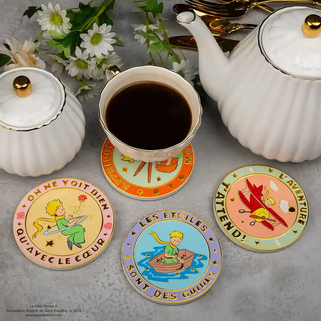 The Little Prince Set of 4 ceramic coasters and metal holder - Olleke Wizarding Shop Amsterdam
