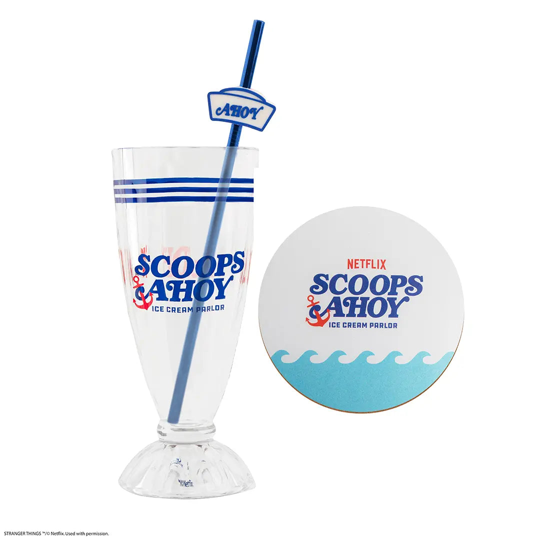 Stranger Things Milkshake glass and straw Scoops Ahoy
