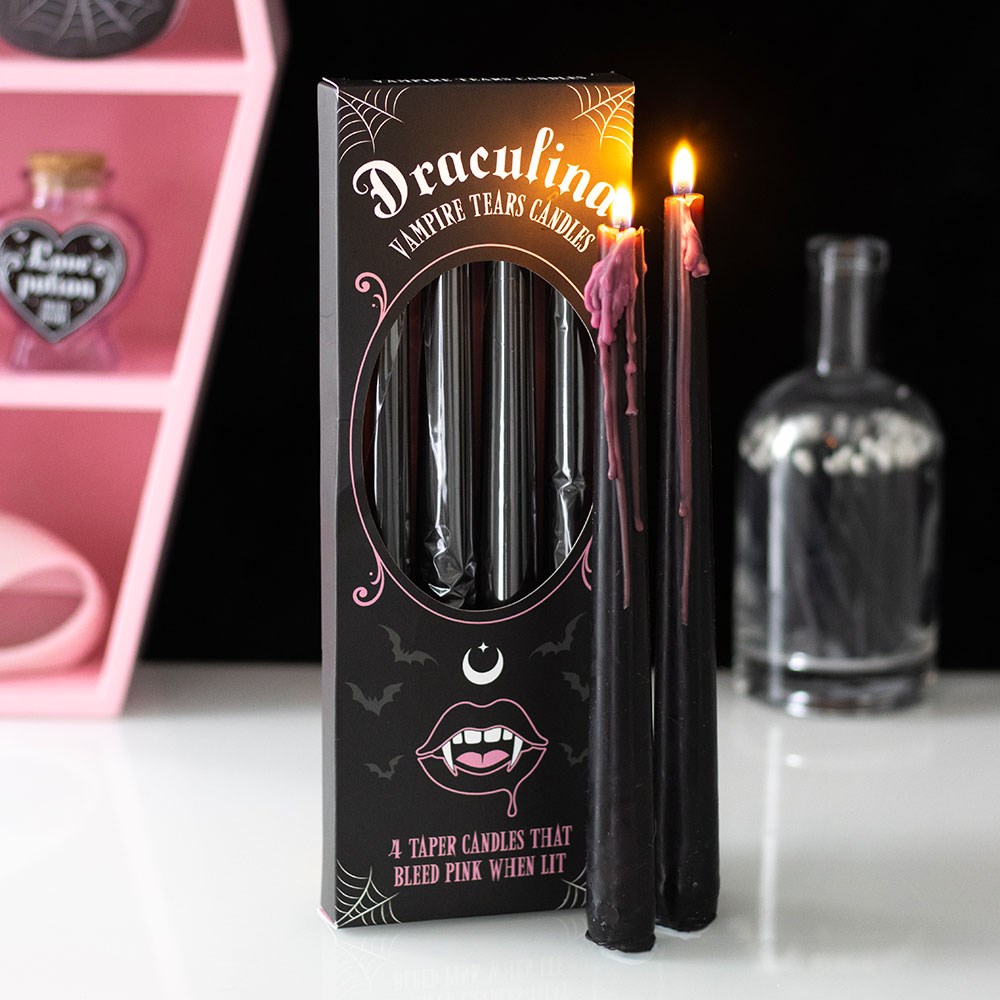 Set of 4 Pink Vampire Tears Taper Candles - Olleke Wizarding Shop Amsterdam