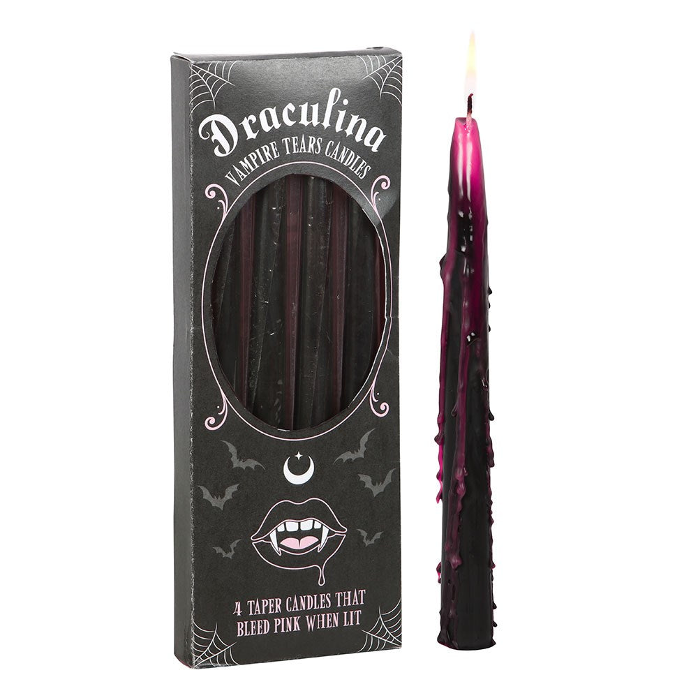 Set of 4 Pink Vampire Tears Taper Candles - Olleke Wizarding Shop Amsterdam