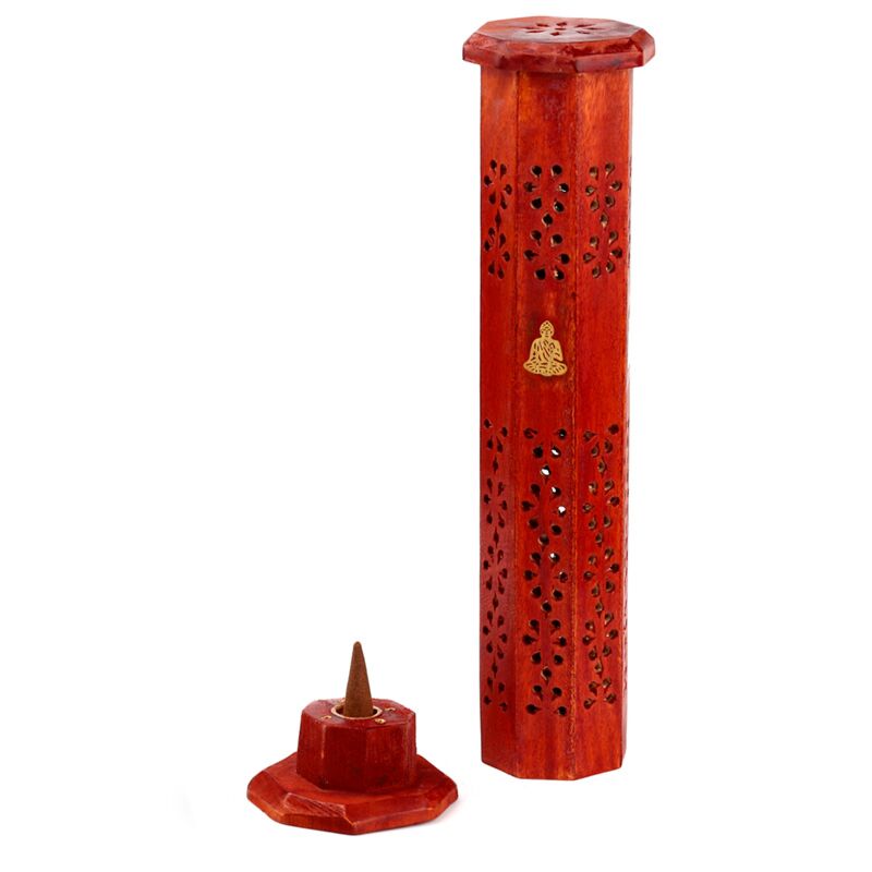 Mango Wood Incense Holder Tower Buddha - Olleke Wizarding Shop Amsterdam