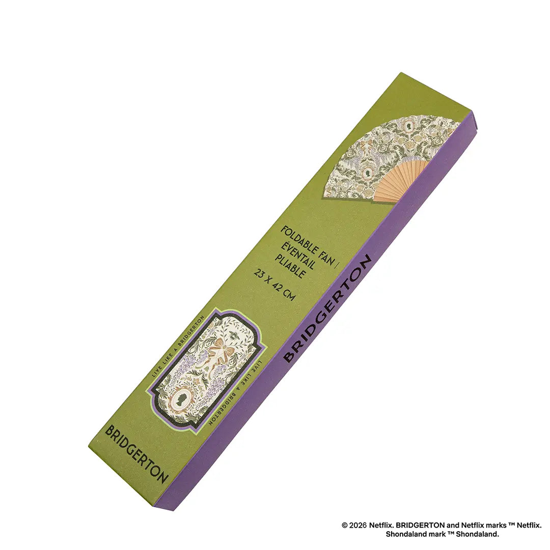 Bridgerton Green damask flourish fan - Olleke Wizarding Shop Amsterdam