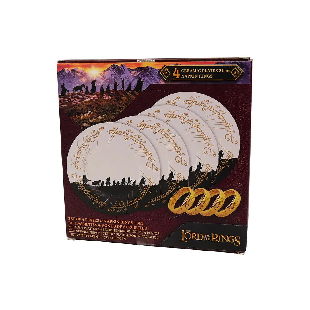 Lord of the rings Set of 4 plates with 4 napkin rings