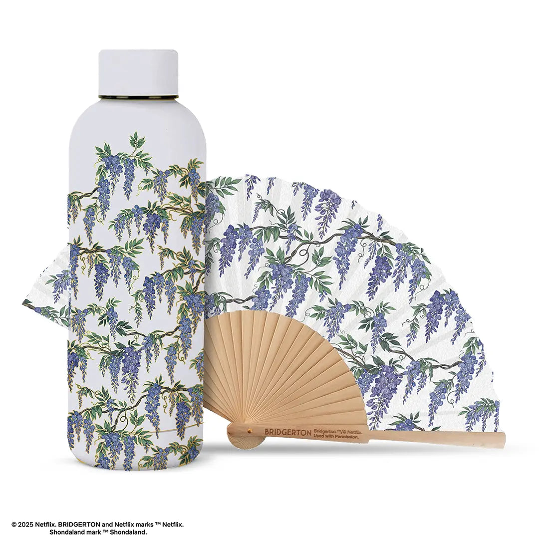 Bridgerton Insulated bottle and fan set - Blue Wisteria
