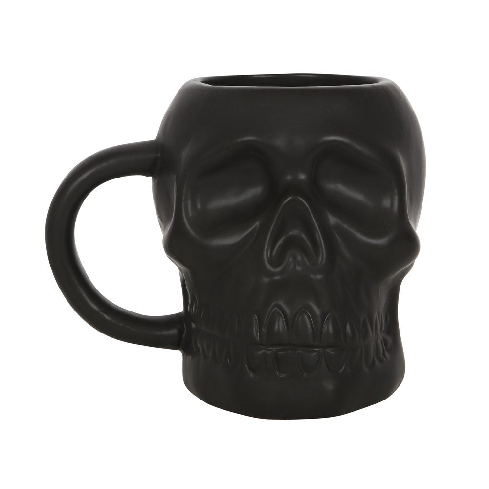 Tasse noire mate avec tête de mort gothique pour Halloween