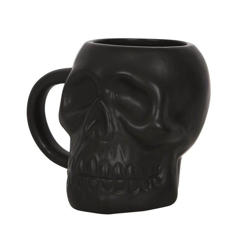 Matte Black Gothic Halloween Skull Mug
