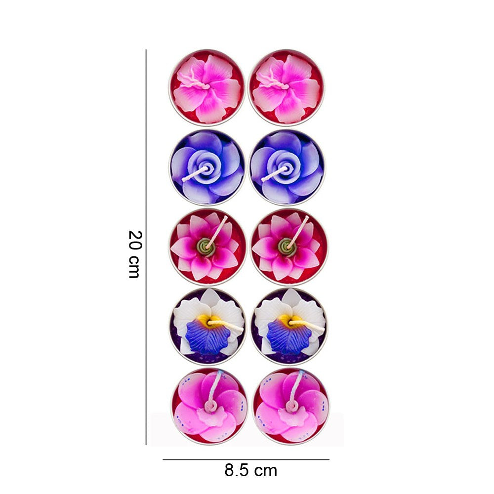 Set van 10 geurkaarsen met bloemen