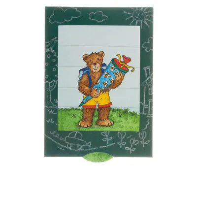 Bear going to school slide card